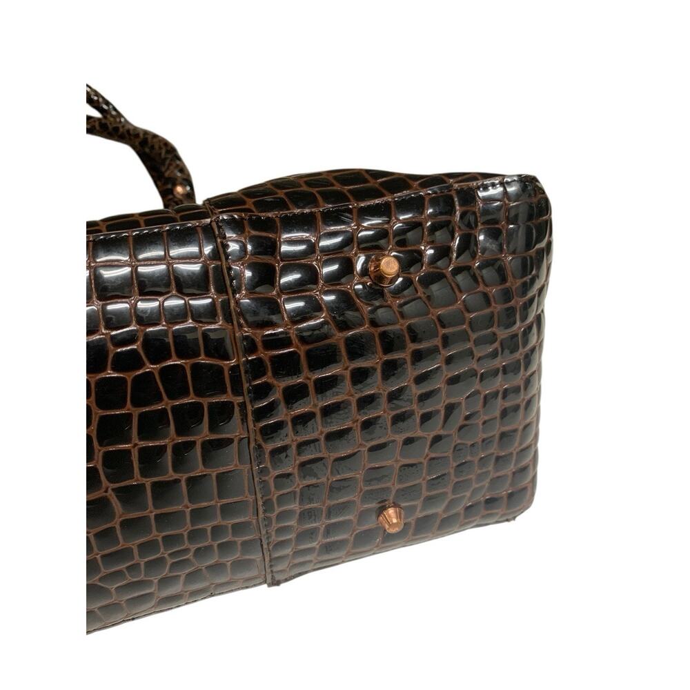 La Gioe di Toscana Sharon Gioe Burgundy Reptile Leather Dome Satchel Bag - Picture 13 of 16